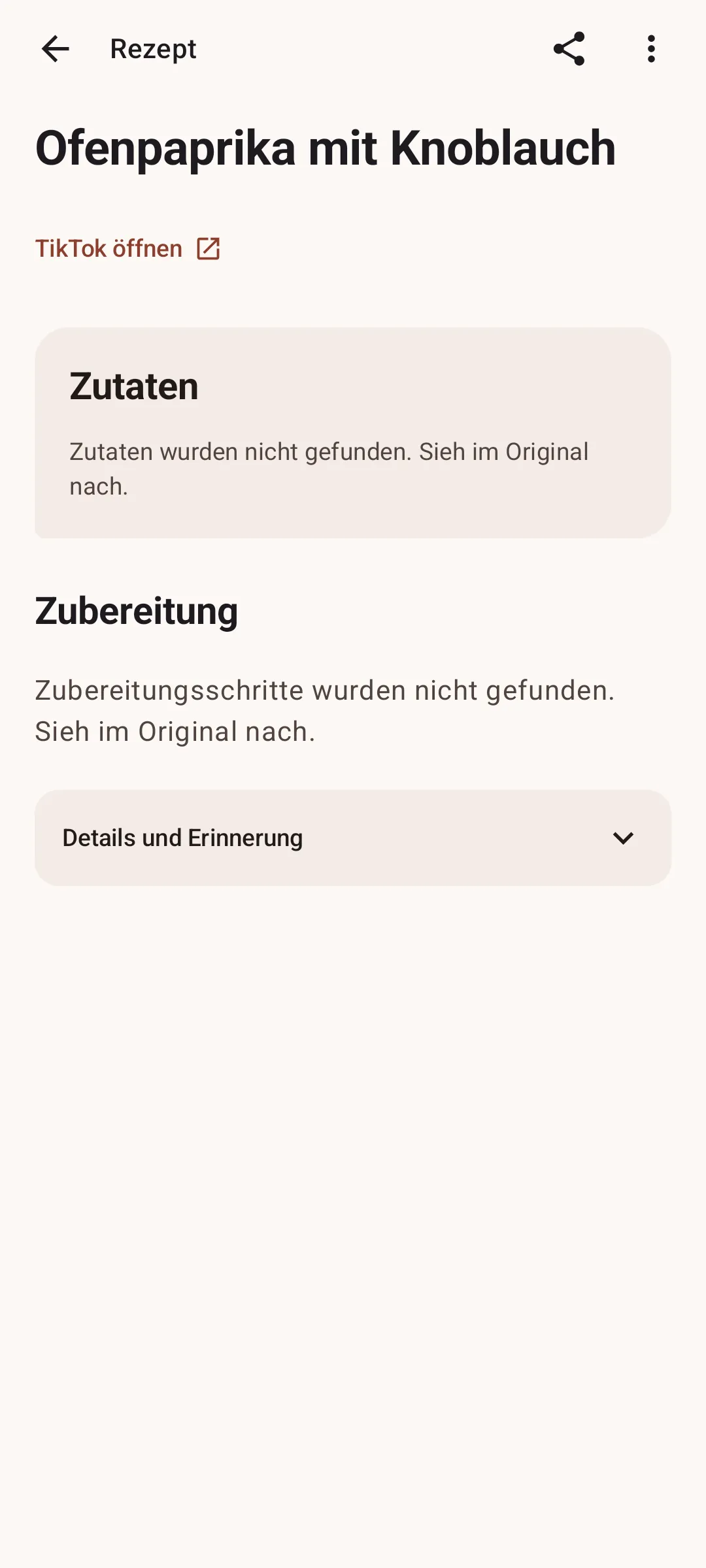 Leere Potom-Rezeptkarte auf Deutsch
