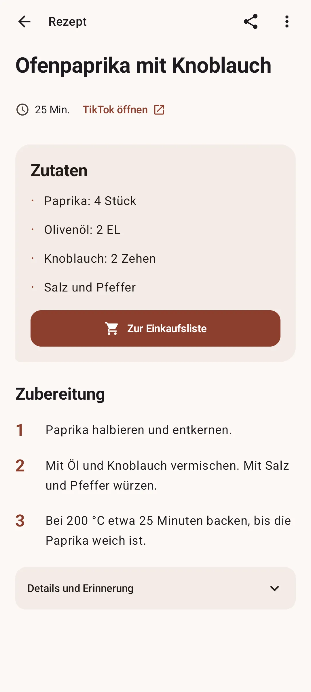 Potom-Rezeptkarte auf Deutsch mit Zutaten und Zubereitungsschritten