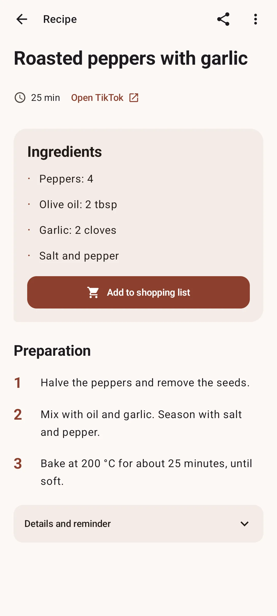 Potom recipe card in English with ingredients and cooking steps